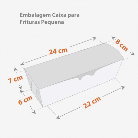 Embalagem p/ fritas e porções Delivery c/ respiro (22 x 6 X 7 cm) Linha Artesanal - 100 unidades