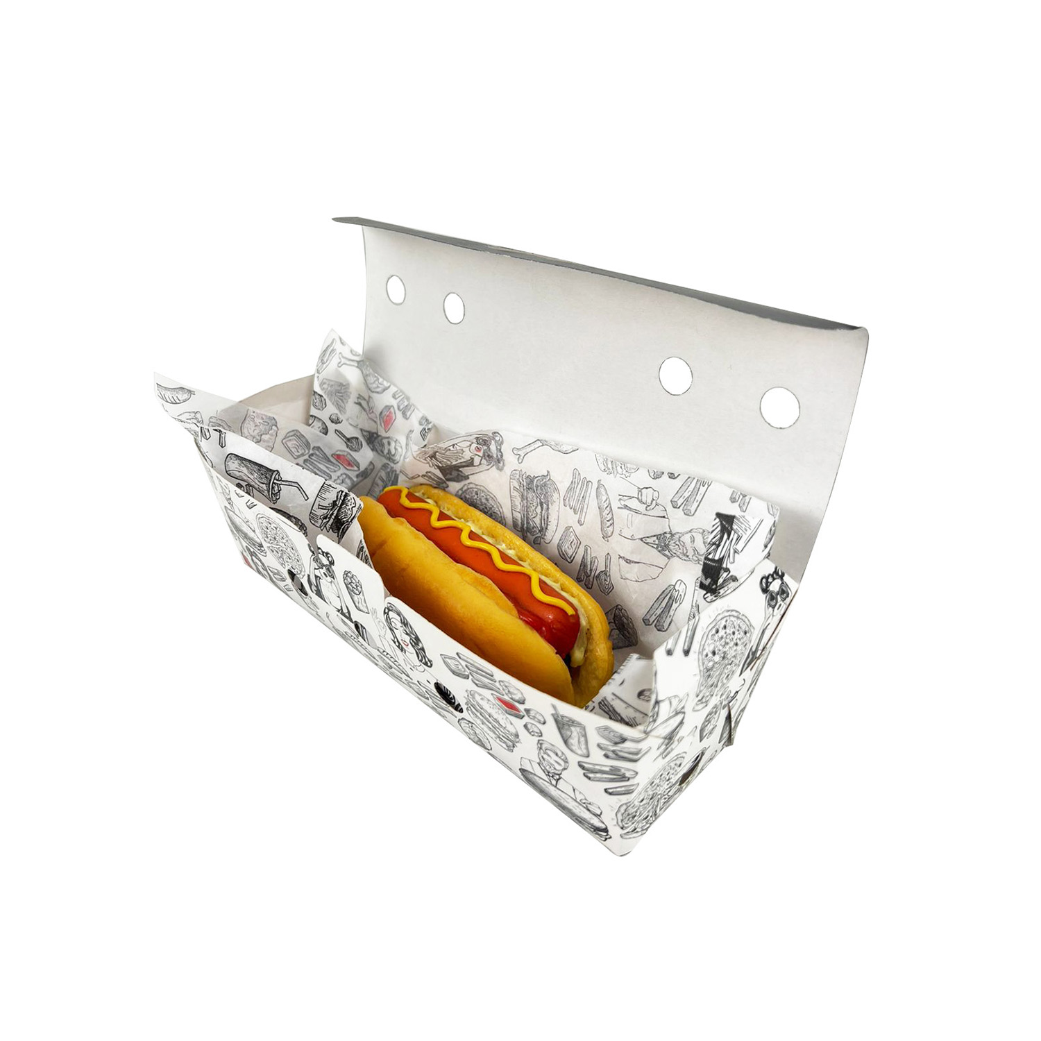 Embalagem p/ fritas e porções Delivery c/ respiro (22 x 6 X 7 cm) Linha Artesanal - 100 unidades