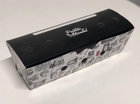 Embalagem p/ fritas e porções Delivery c/ respiro (22 x 6 X 7 cm) Linha Artesanal - 100 unidades