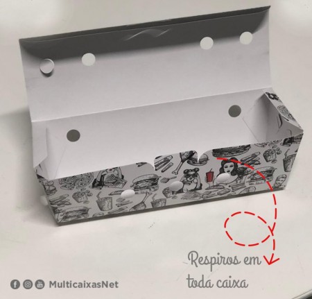 Embalagem p/ fritas e porções Delivery c/ respiro (22 x 6 X 7 cm) Linha Artesanal - 100 unidades