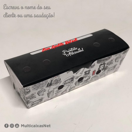 Embalagem p/ fritas e porções Delivery c/ respiro (22 x 6 X 7 cm) Linha Artesanal - 100 unidades