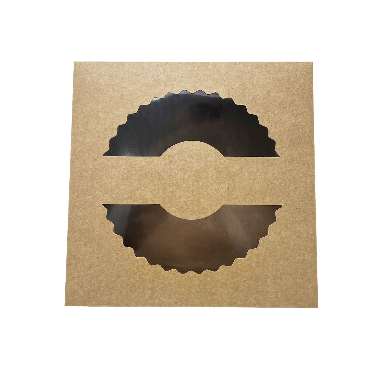 Caixa p/ torta kraft c/ visor acetato (23 x 23 x 8 cm) Abertura lateral - 100 unidades
