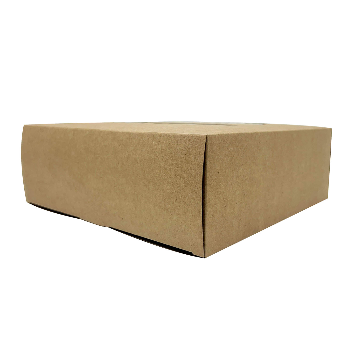 Caixa p/ torta kraft c/ visor acetato (23 x 23 x 8 cm) Abertura lateral - 100 unidades