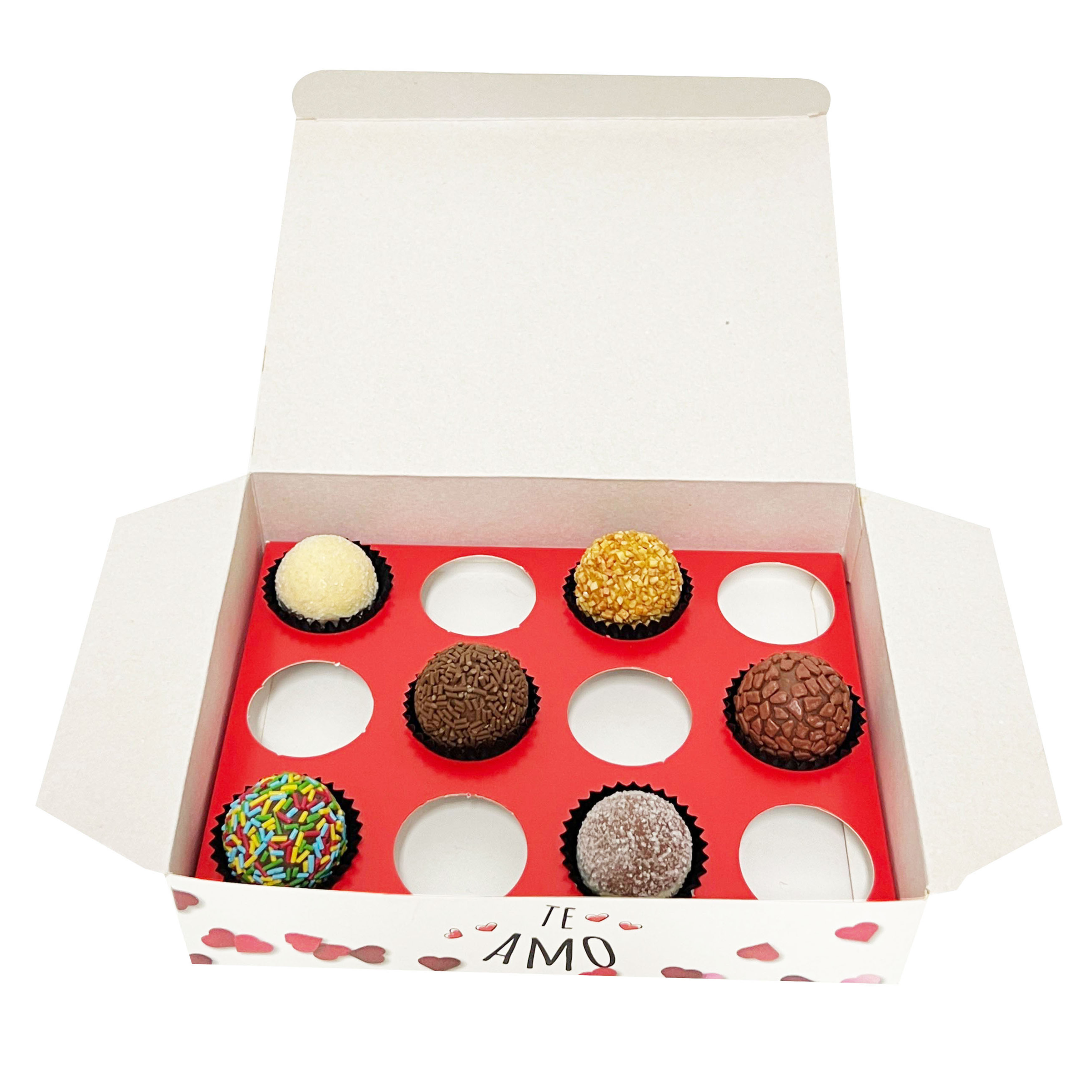 Caixa Brigadeiro p/ 12 doces c/ berço Te Amarei - 100 unidades
