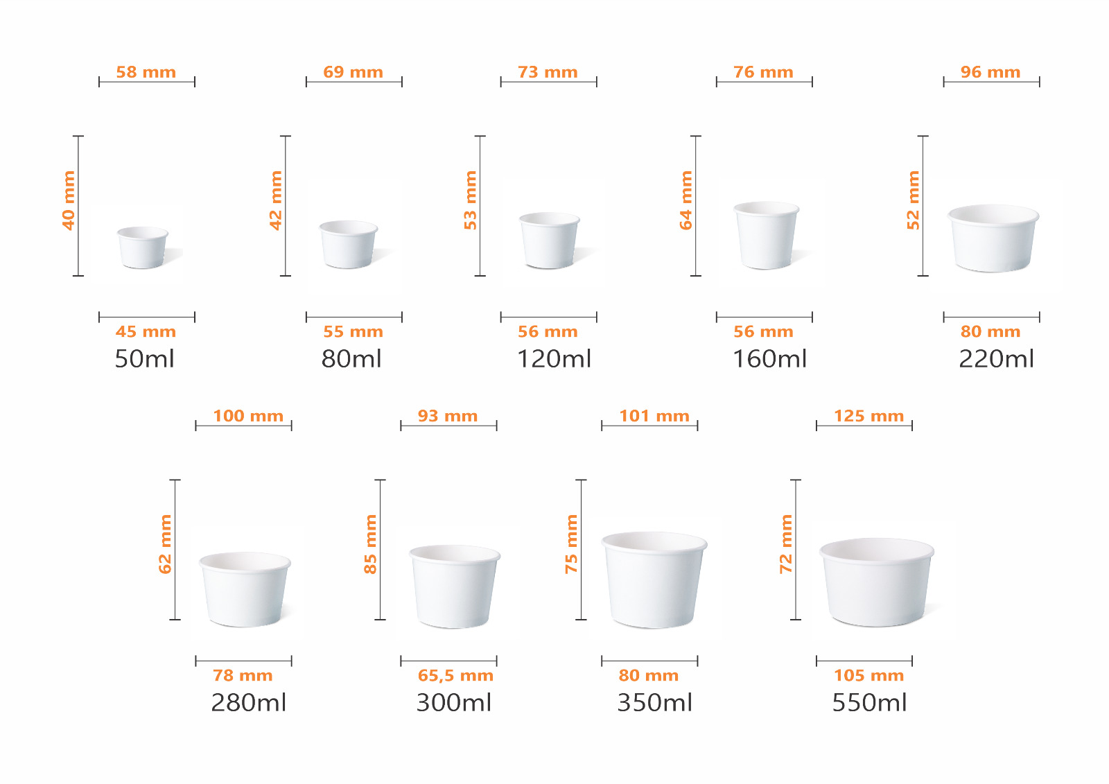 Pote Branco de Papel Biodegradável 360ml s/ tampa - 600 unidades