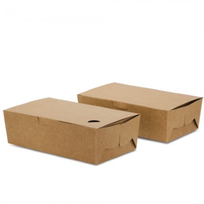 Embalagem Kraft Delivery c/ laminação Interna M (19 x 11 x 6 cm) c/ divisória - 100 Unidades
