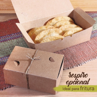 Embalagem Kraft Delivery c/ laminação Interna G (25,5 x 11 x 6 cm) c/ divisória - 100 unidades