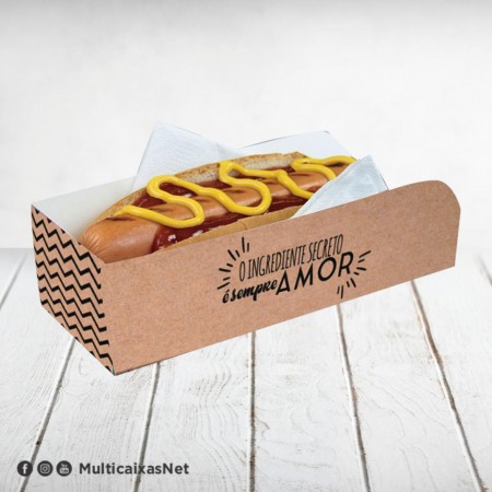 Embalagem Hot Dog, Taco (19 x 5,8 x 4,8cm) Sempre Amor - 100 Unidades