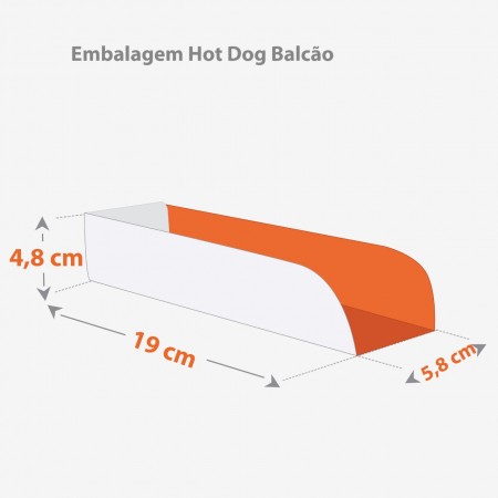 Embalagem Hot Dog, Taco (19 x 5,8 x 4,8cm) Sempre Amor - 100 Unidades