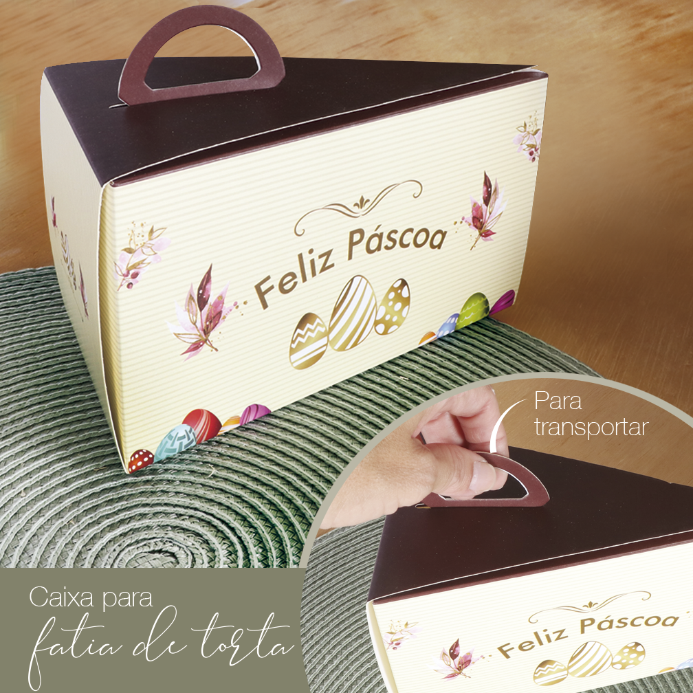 Caixa p/ Bolo Fatia Páscoa (18 x 10 x 10 cm) - 50 Unidades