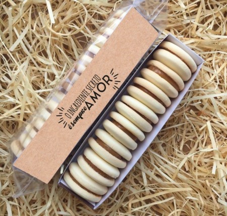Embalagem p/ Casadinhos, Macarons, Bolachinhas finas Sempre Amor - 100 unidades