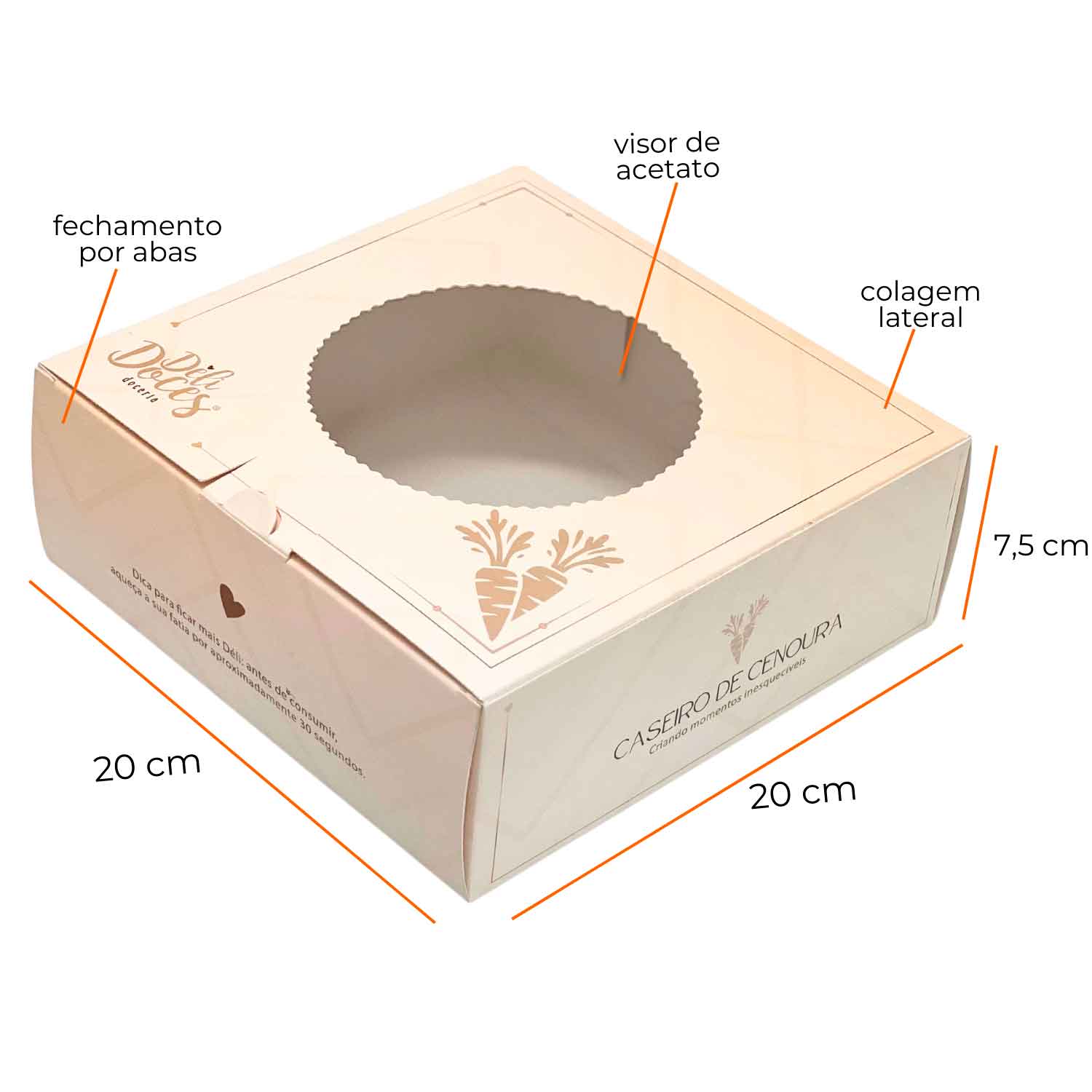 Embalagem para Torta (20 x 20 x 7,5 cm) Personalizada