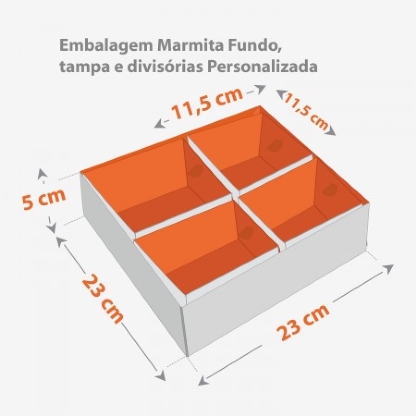 Embalagem para Marmita Executiva Premium (23 x 23 x 5 cm) Personalizada