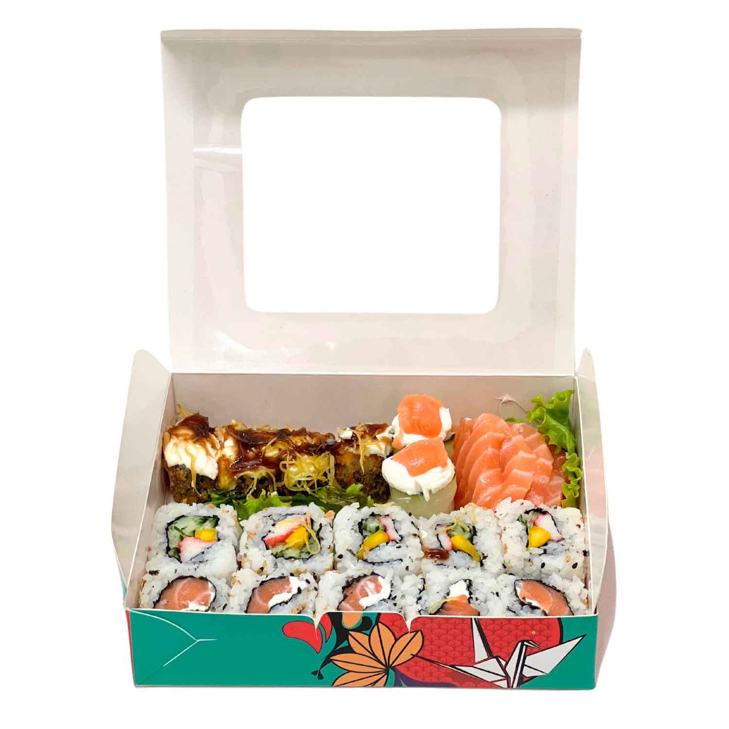 Embalagem Caixa p/ sushi, sashimi e combinados G (28 x 20 x 4 cm) Personalizado