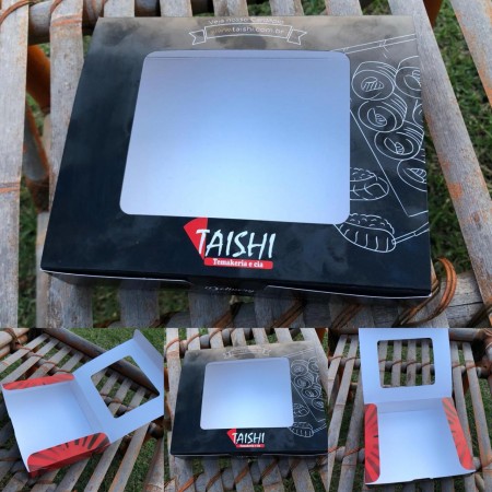 Embalagem p/ sushi, sashimi e combinados (18 x 15 x 4 cm) laminada c/ visor Personalizado