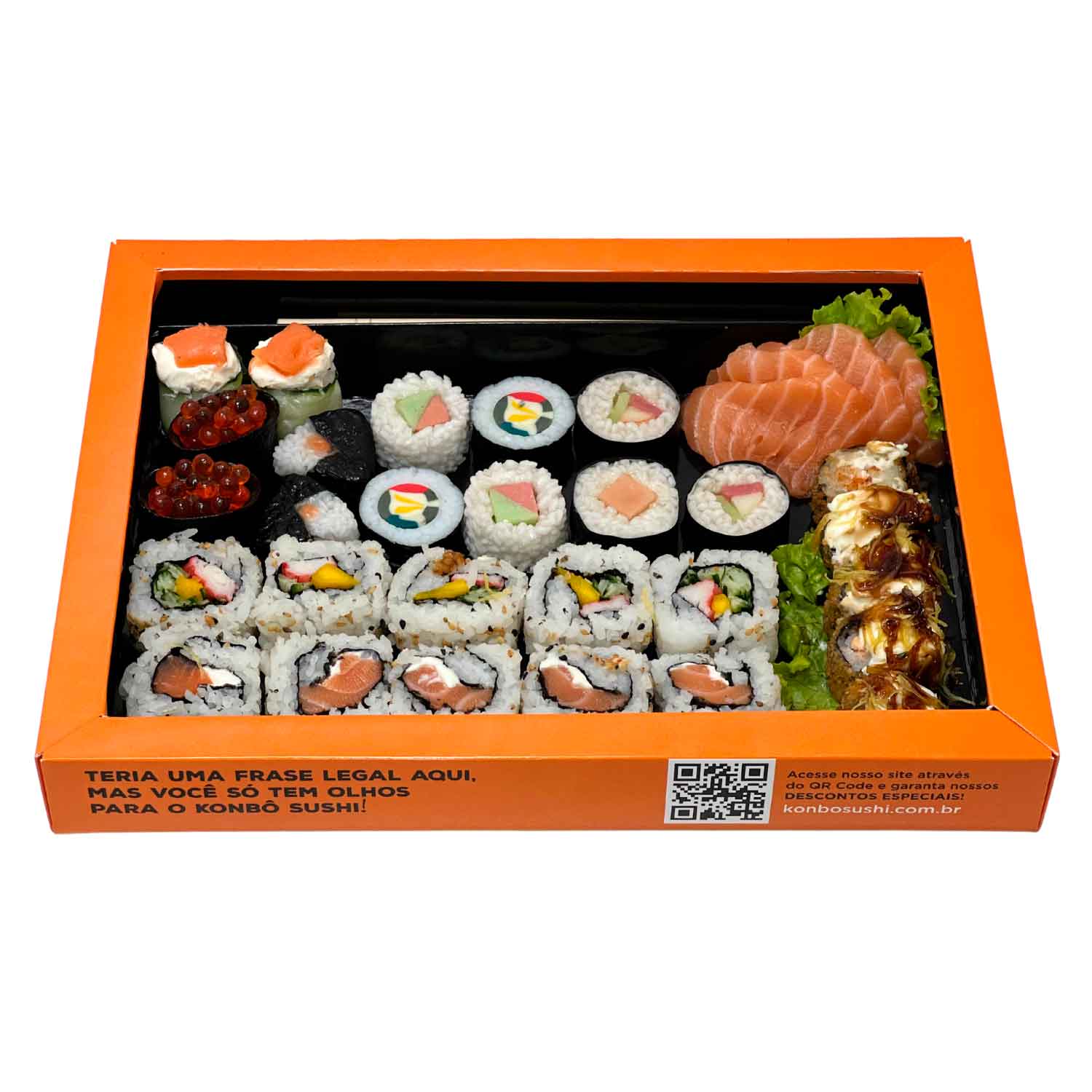 Embalagem p/ sushi, sashimi e combinados (30 x 23 x 4 cm) c/ Berço e Tampa removivel Personalizado