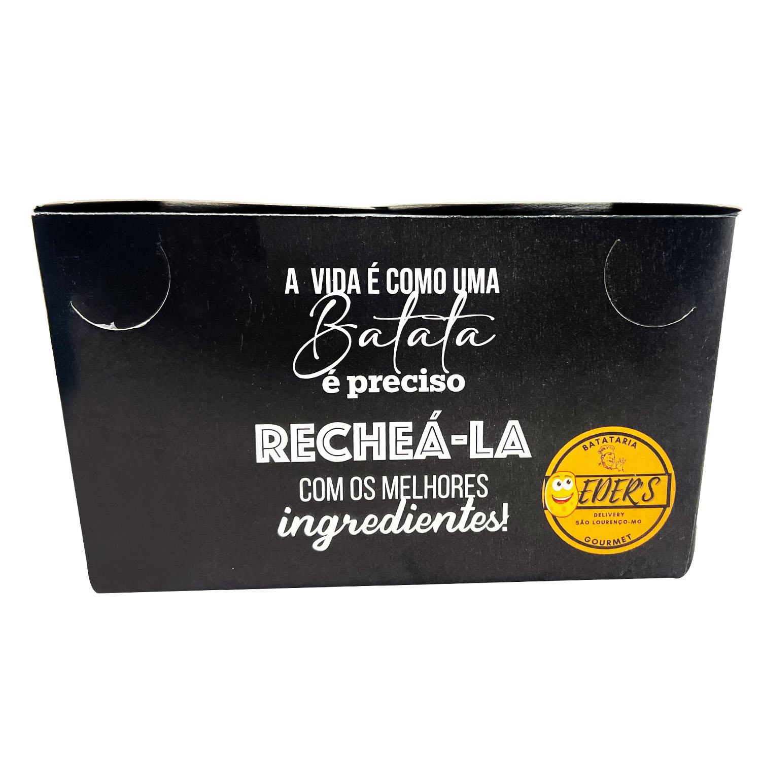 Embalagem Delivery p/ Batata Recheada Antivazamento (15 x 9 x 6cm) Personalizada