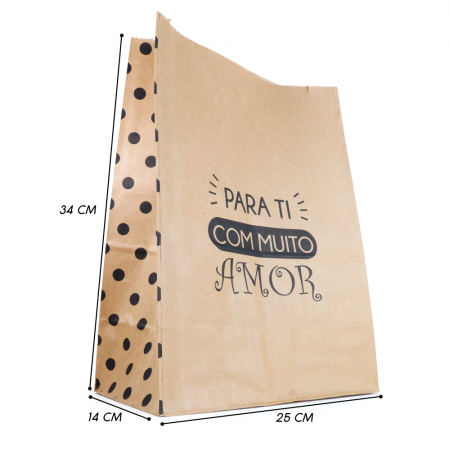 Saco Kraft (24 x 14 x 34 cm) Para Ti - 100 unidades