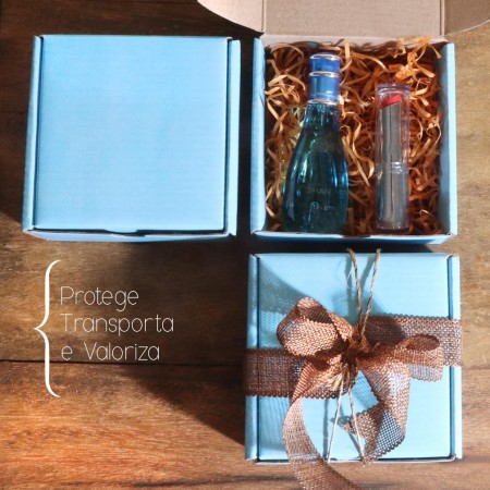 Caixa Papelão Azul celeste Pequenos Objetos (10,5 x 10,5 x 4 cm) - 50 unidades