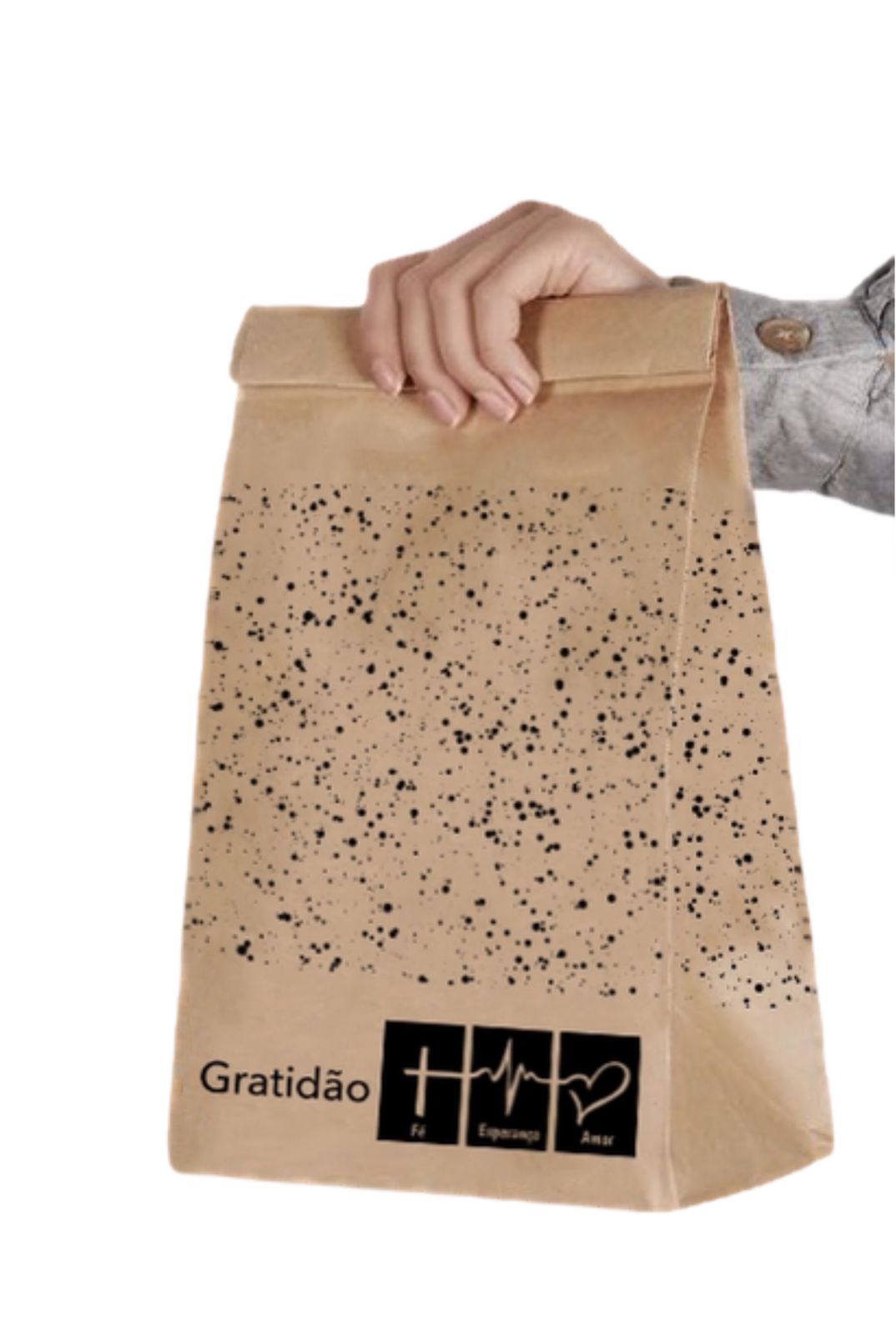 Saco Kraft (18 x 10 x 36 cm) Gratidão - 100 Unidades