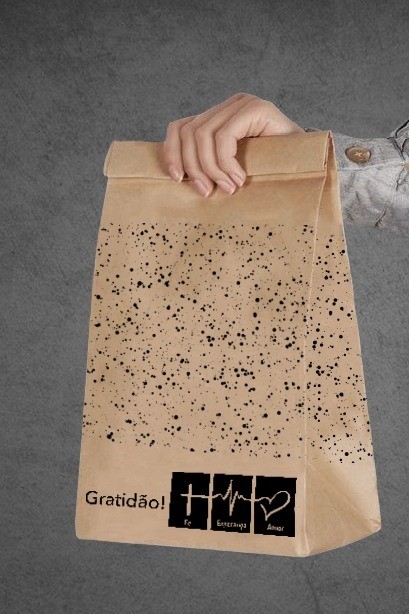 Saco Kraft (18 x 10 x 36 cm) Gratidão - 100 Unidades