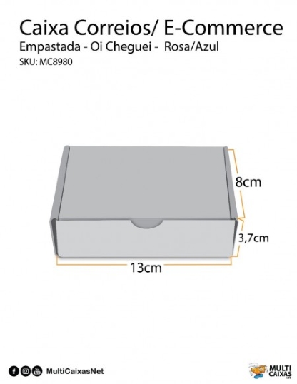 Caixa Correios / E-commerce Empastada (13 x 8,3 x 3,7 cm) Oi Rosa/Azul - 50 unidades