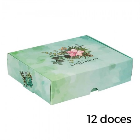 Embalagem p/ 12 doces c/ berço Acqua (16,4 x 12,5 x 4 cm) - 100 unidades