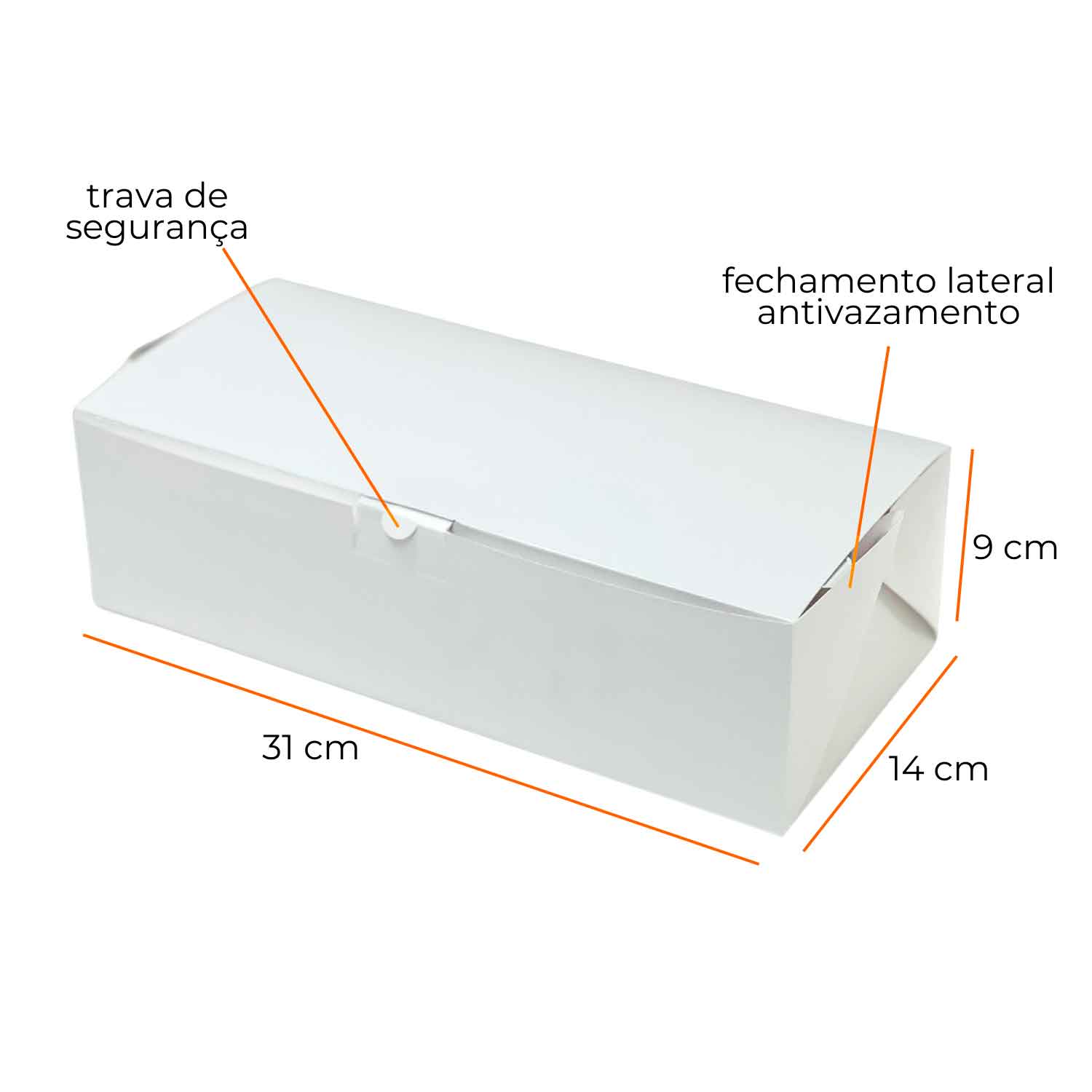 Embalagem Assados Antivazamento 3 L (31 x 14 x 9 cm) Linha Branca - 50 unidades