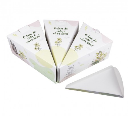 Embalagem Bolo Fatia Delivery c/ Berço (16,7 x 10 x 8 cm) Viver Bem - 50 Unidades