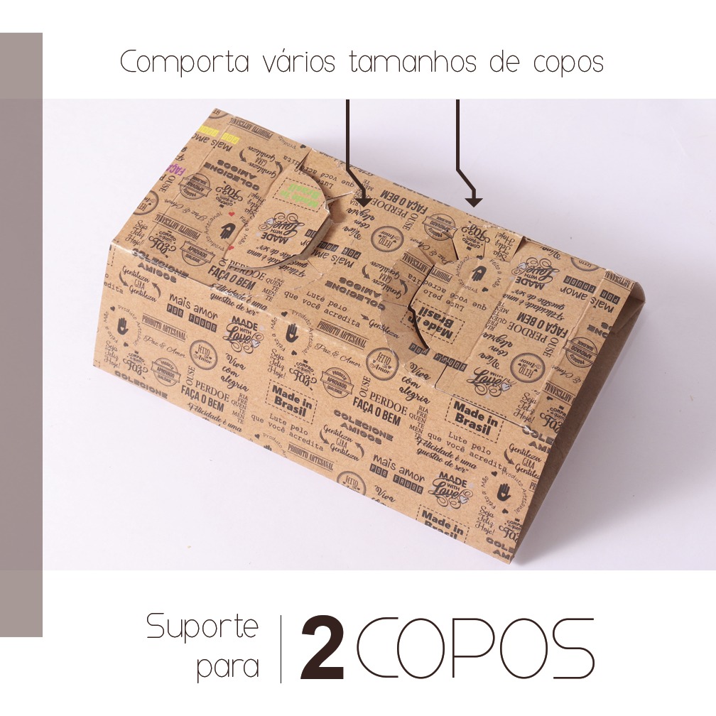 Suporte Porta Copos Empastado Para 2 Copos - 100 unidades
