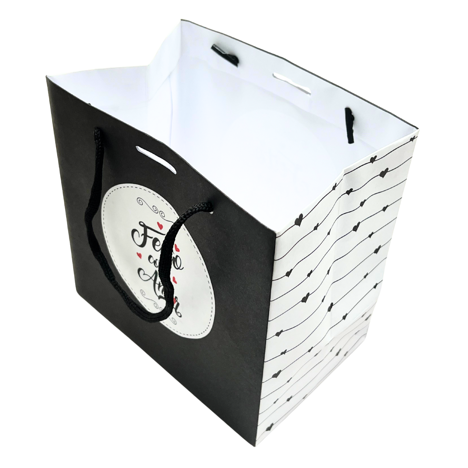 Sacola Offset P (17 x 11 x 17 cm) Feito Com Amor - 50 unidades