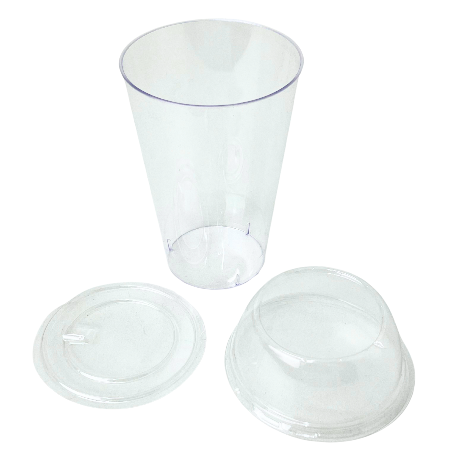 Copo plastico 550 ml cristal com tampa e berço Pet - 90 unidades