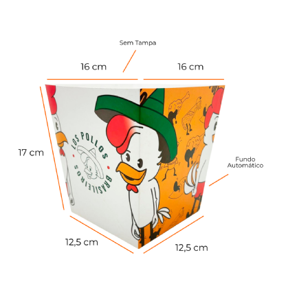 Balde para Frango Frito (12,5 x 12,5 x 17 cm) Personalizado