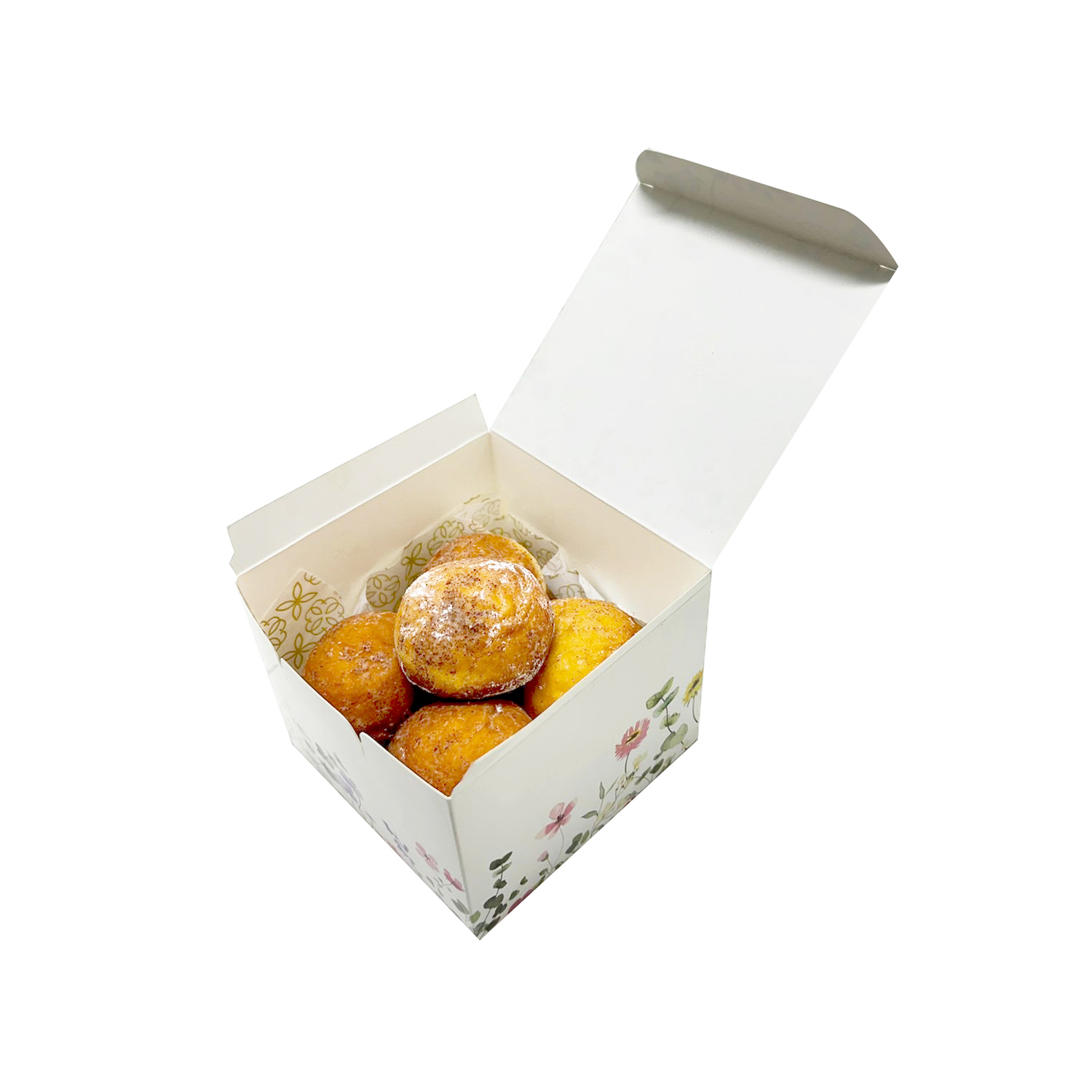 Caixa para doces ou mini bolos, 10 x 10 x 8 cm, acabamento floral decorado para presentes ou festas, acomoda pequenos doces, ideal para ocasiões especiais e lembranças.