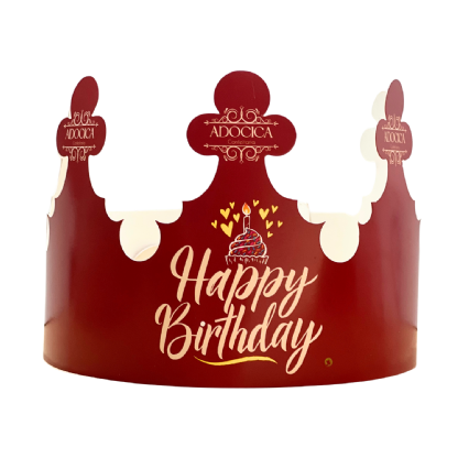Cinta coroa personalizada 64,2x12,7 cm com arte Happy Birthday em papel cartão 300g.