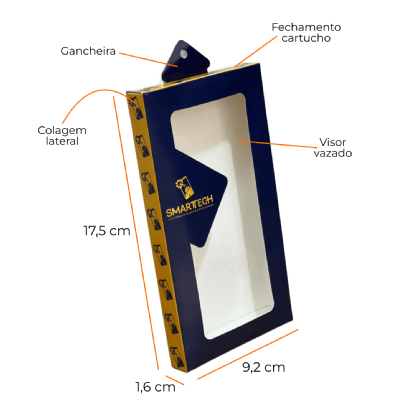 Embalagem para Capinha de Celular (9,2 x 1,6 x 17,5 cm) Personalizada