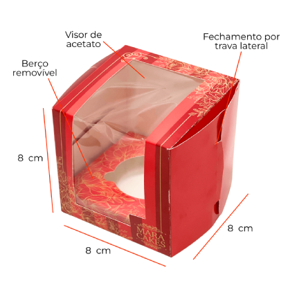 Embalagem para Mini Bolo (8 x 8 x 8 cm) Personalizada