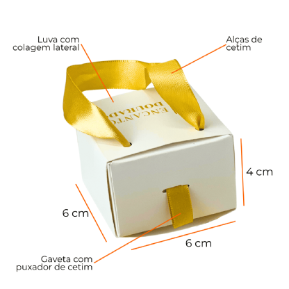 Embalagem Gaveta Para Bijuteria c/ Alça (6 x 6 x 4 cm) Personalizada
