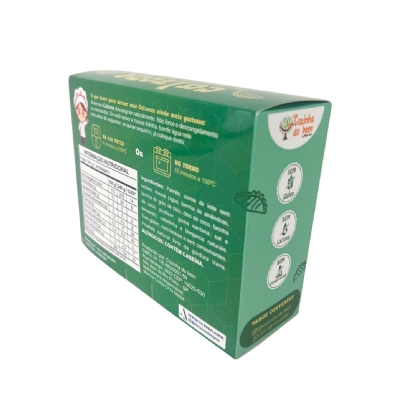 Parte de trás da embalagem com tabela nutricional, ingredientes e instruções de preparo em forno e air fryer.