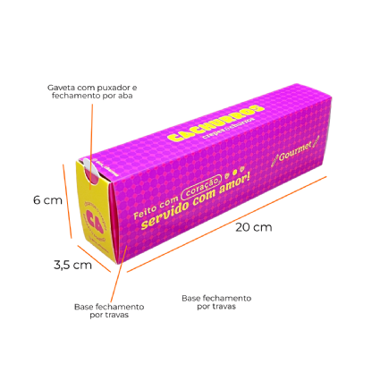 Embalagem para Churros Delivery Gourmet (20 x 3,5 x 6 cm) Personalizada