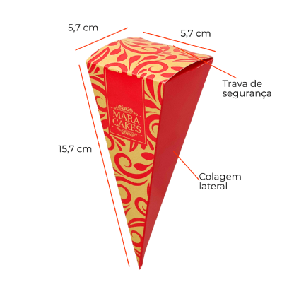 Embalagem para Cone Trufado (5,7 x 5,7 x 15,7 cm) Personalizada