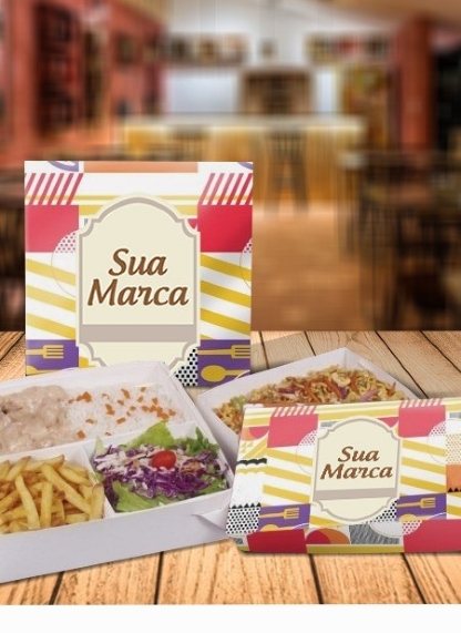 Embalagem para Marmita Executiva Premium (23 x 23 x 5 cm) Personalizada