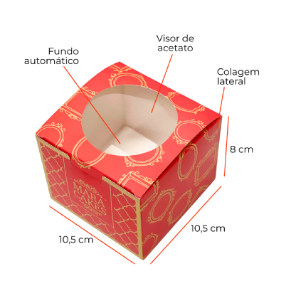 Embalagem para Mini Bolo (10,5 x 10,5 x 8 cm) Personalizada