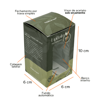 Embalagem para Cosmético c/ Berço (6 x 6 x 10 cm) Personalizada