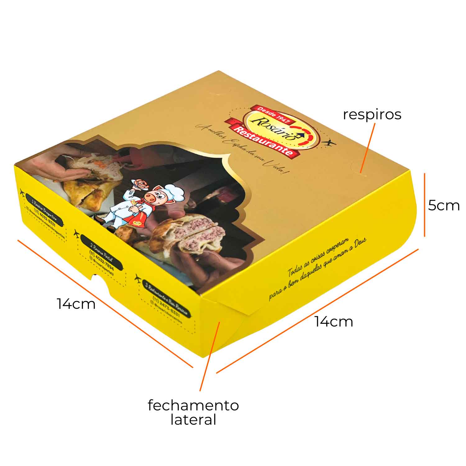 Embalagem Para Esfiha (14 x 14 x 5 m)  Personalizada