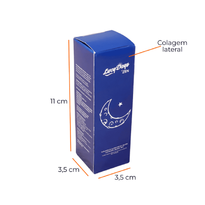 Caixa personalizada para sérum 3,5x3,5x11cm com medidas indicadas