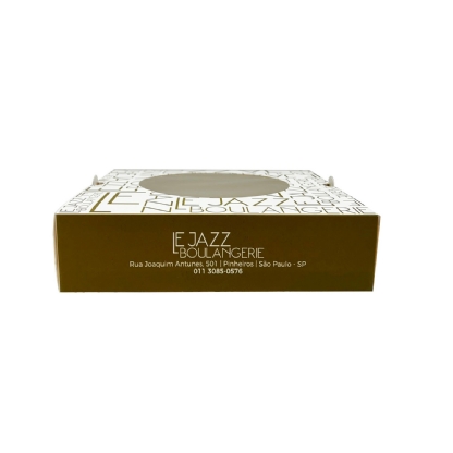 Embalagem para Torta com Visor Vazado (21,5 x 21,5 x 5,5 cm) Personalizado