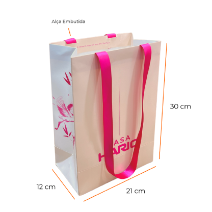 Sacola Papel Triplex 250g (21 x 12 x 30 cm) Personalizada