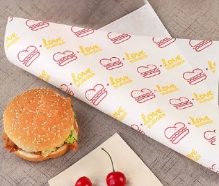 Papel antigordura, 40 x 44 cm, perfeito para restaurantes e lanchonetes, reforço de marca e proteção contra umidade e gordura