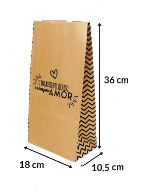 Saco Kraft (18 x 10,5 x 36 cm) Sempre Amor - 100 Unidades